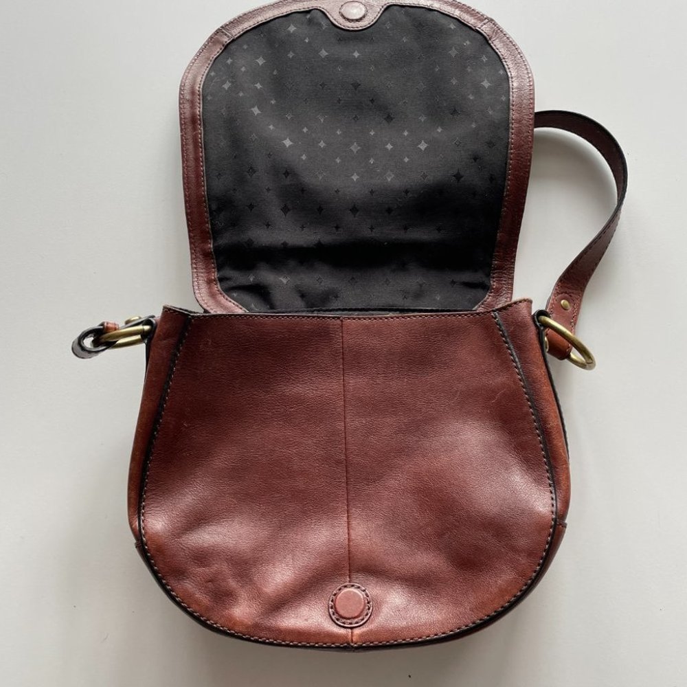 Fossil Vintage Reissue Leather Flap Crossbody Bag Brown Black 9x10 - Picture 4 of 8